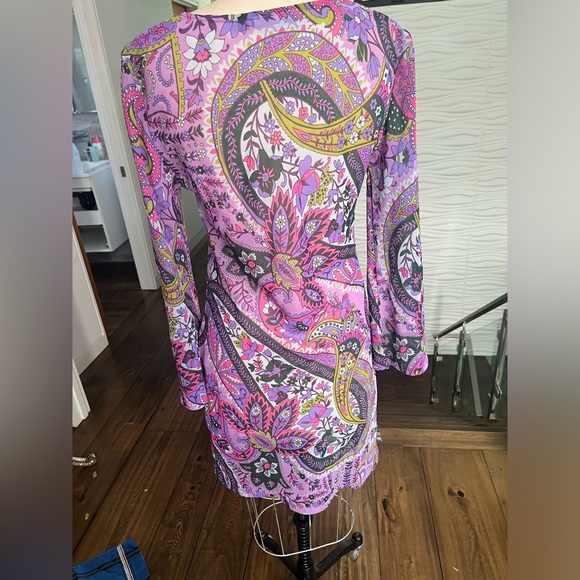purple print top or coverup size Small/ med - Picture 2 of 3